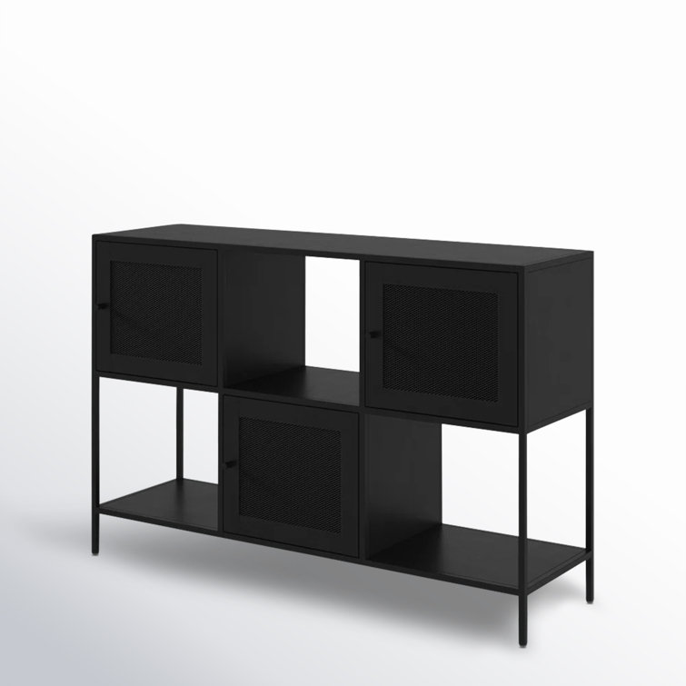Black Steel 3-Door Adjustable Shelving Storage Cabinet