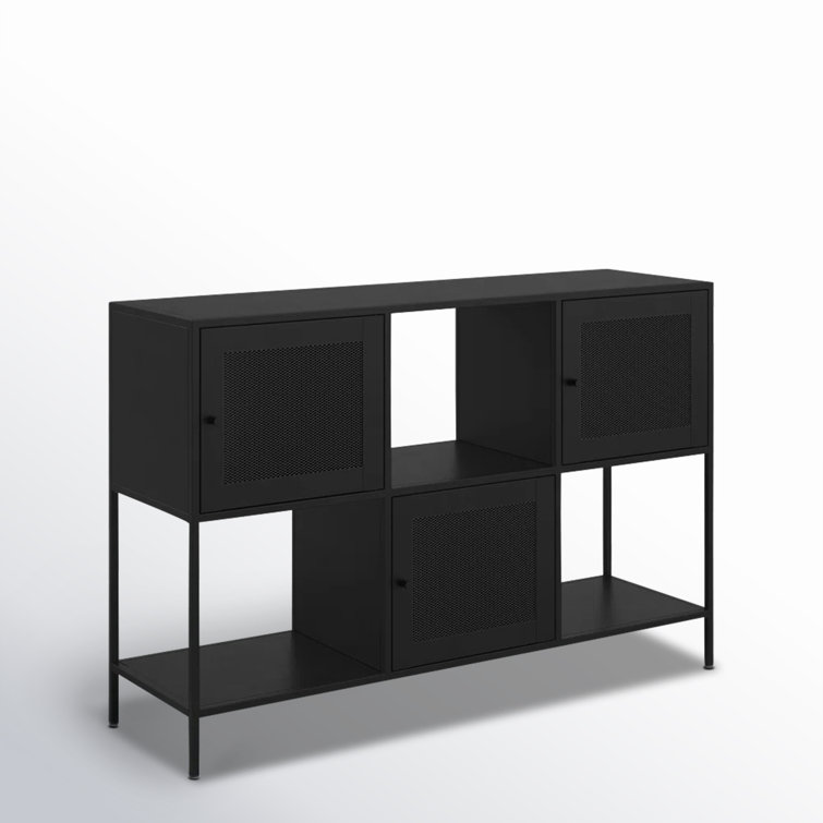 Black Steel 3-Door Adjustable Shelving Storage Cabinet