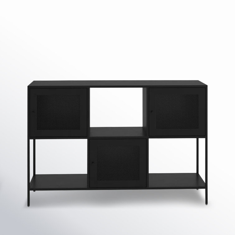Black Steel 3-Door Adjustable Shelving Storage Cabinet