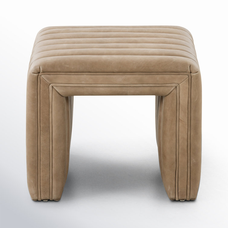 Augustine Modern Tufted Tawny Brown Leather Ottoman
