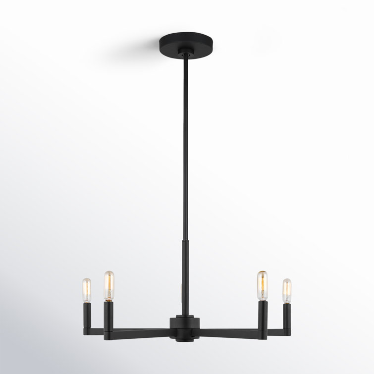 Midnight Black 3-Light Steel Candle Chandelier