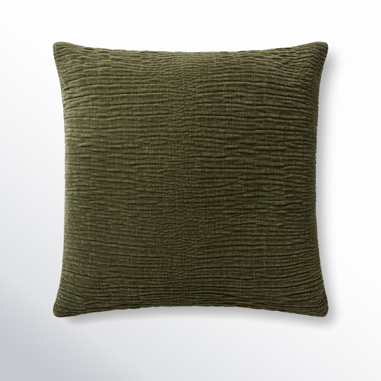 Olive Polyester Square Throw Pillow with Down Fill