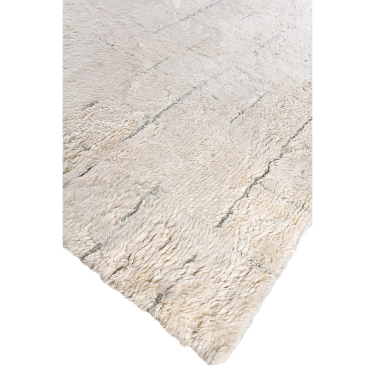 Ivory Hand-Knotted Geometric Wool Rug, 2' x 3'