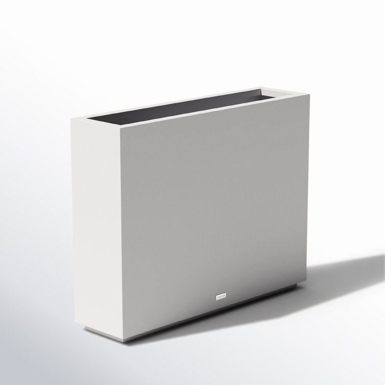 White Rectangular 30" Tall Modern Plastic Planter