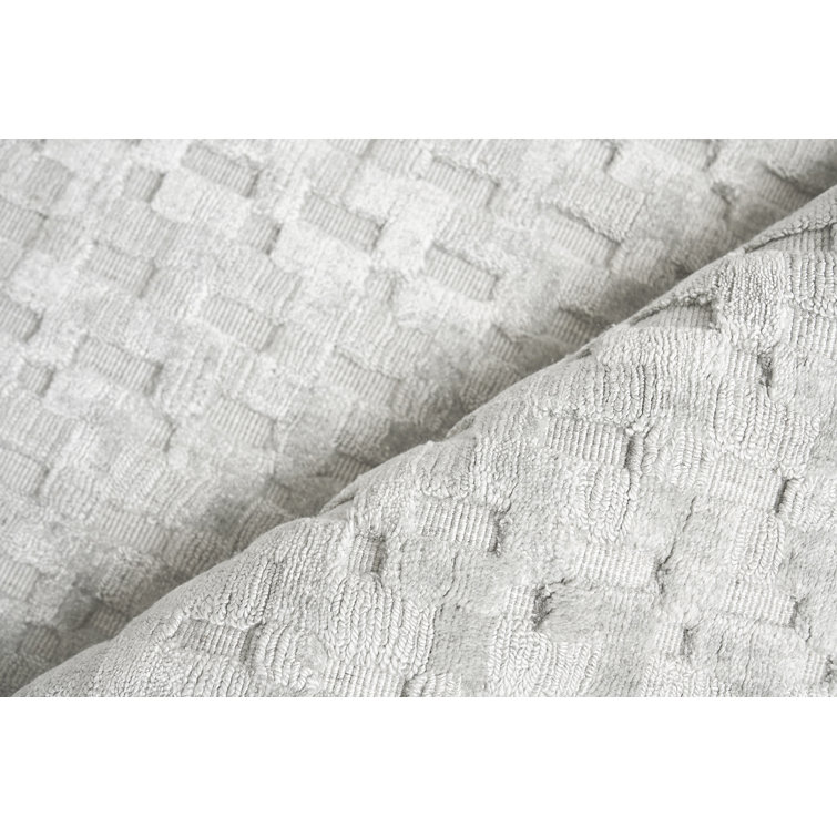 Handmade Ivory Wool and Viscose Rectangular Area Rug