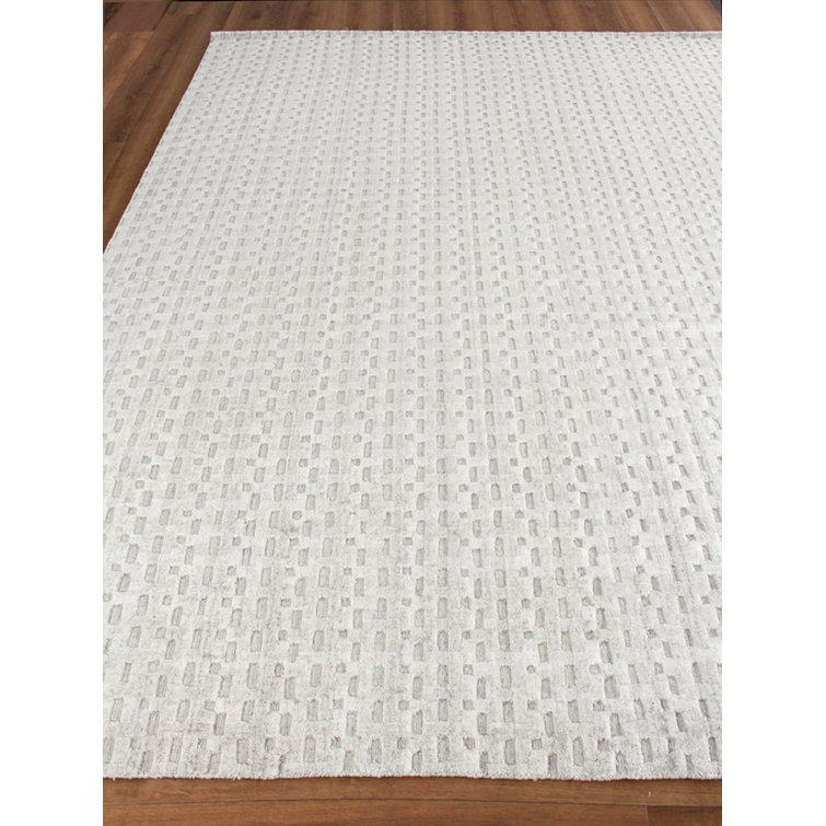 Handmade Ivory Wool and Viscose Rectangular Area Rug
