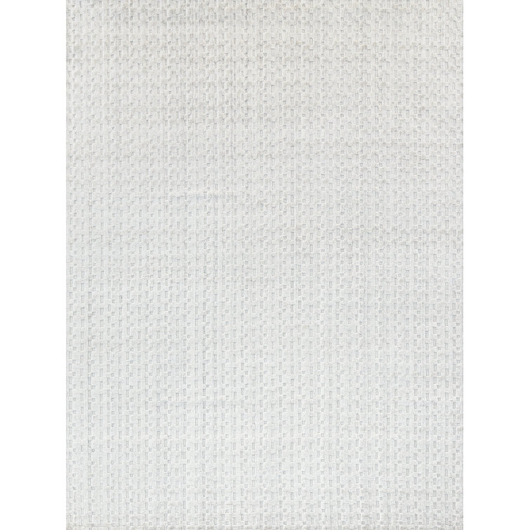 Handmade Ivory Wool and Viscose Rectangular Area Rug
