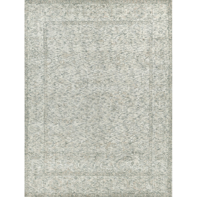 Handmade Blue and Beige Wool and Viscose Rectangular Area Rug