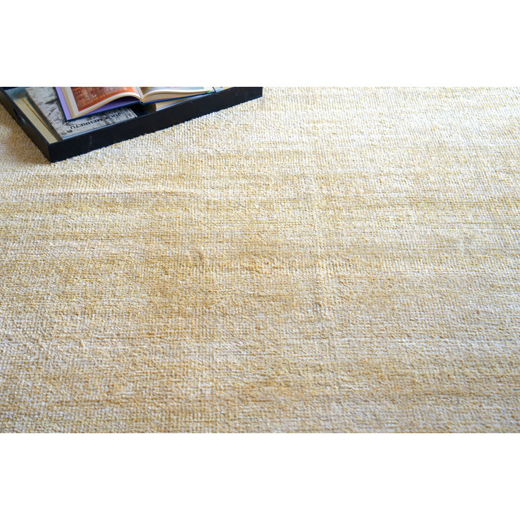 Luxurious Gold and Gray Hand-Knotted Wool and Viscose Area Rug