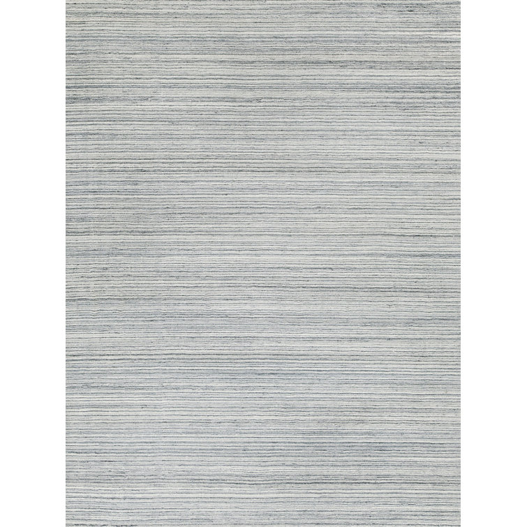 Gray and White Handmade Synthetic Striped Area Rug, 2' x 3'