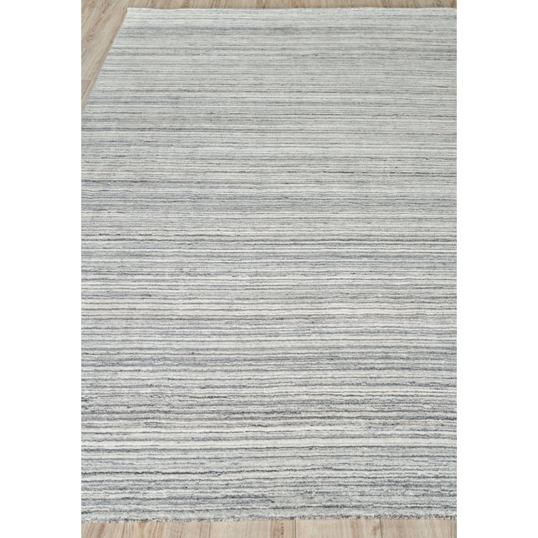 Gray and White Handmade Synthetic Striped Area Rug, 2' x 3'