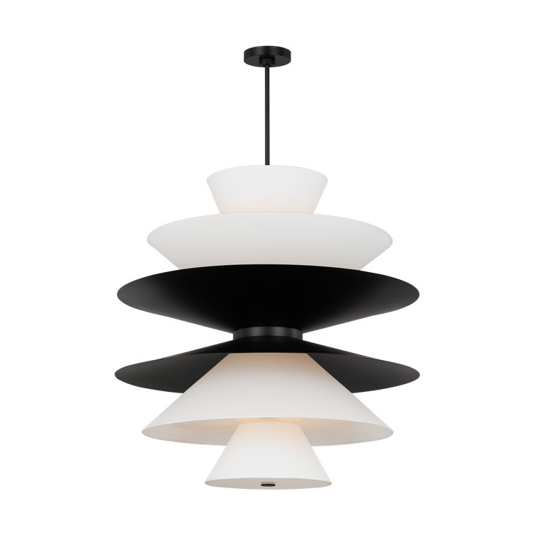 Aged Iron and Glass 16-Light Pendant with Black Cord