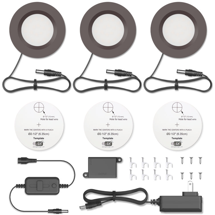 Bronze 2.75" Dimmable LED Puck Lights Kit with Polycarbonate Diffuser