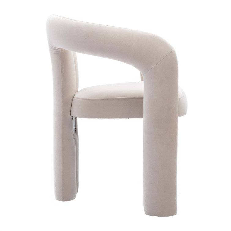 Beige Velvet Upholstered Metal Frame Side Chair Set
