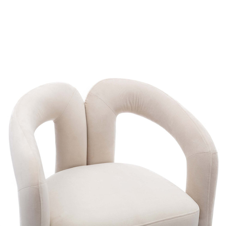 Beige Velvet Upholstered Metal Frame Side Chair Set