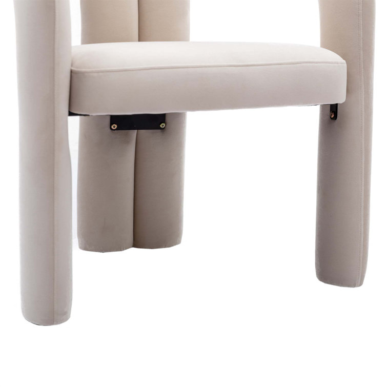 Beige Velvet Upholstered Metal Frame Side Chair Set
