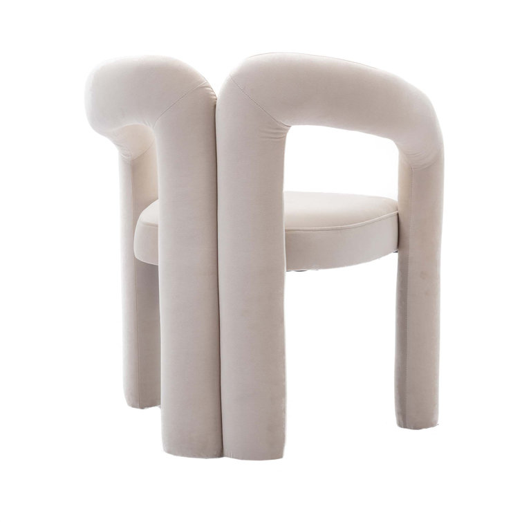 Beige Velvet Upholstered Metal Frame Side Chair Set