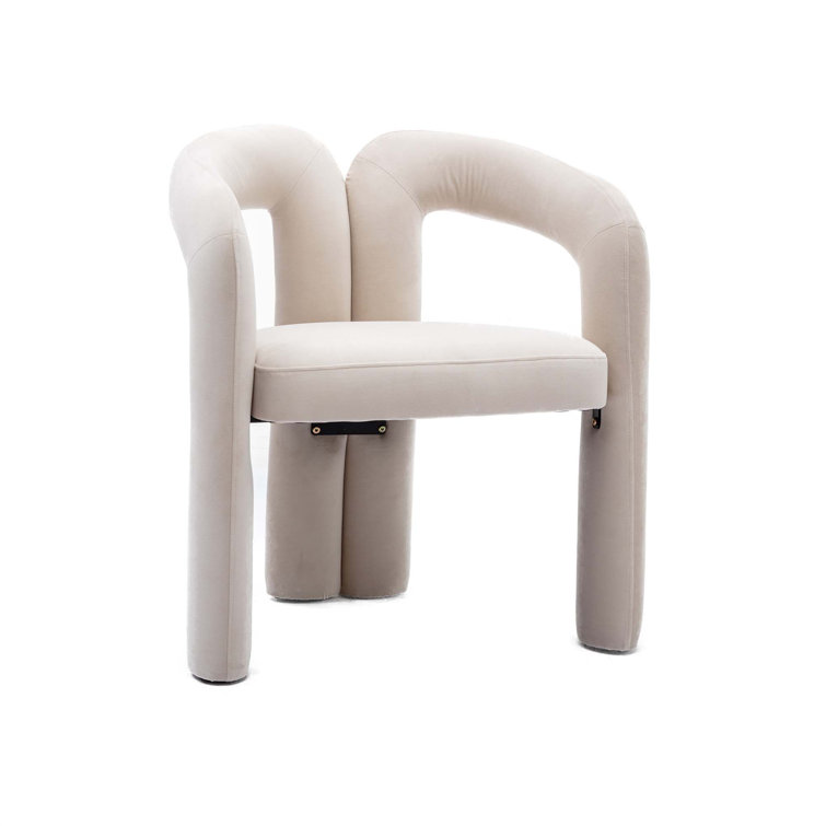 Beige Velvet Upholstered Metal Frame Side Chair Set
