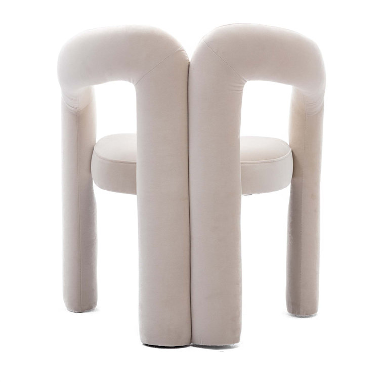 Beige Velvet Upholstered Metal Frame Side Chair Set
