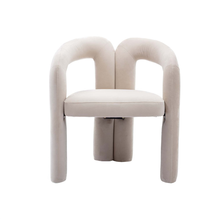 Beige Velvet Upholstered Metal Frame Side Chair Set