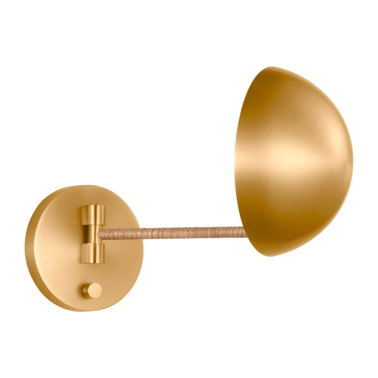 Burnished Brass and Rattan Dimmable Sconce Light