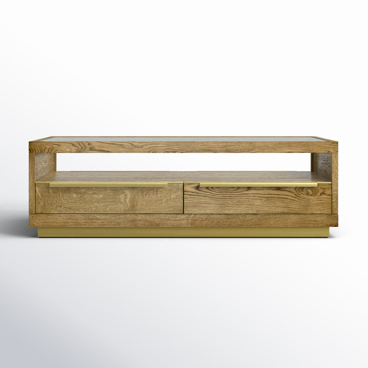 Fallbrook 58" Brown Oak Veneer Coffee Table with Storage