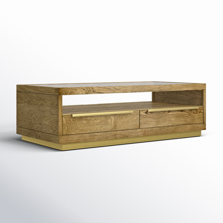 Fallbrook 58" Brown Oak Veneer Coffee Table with Storage