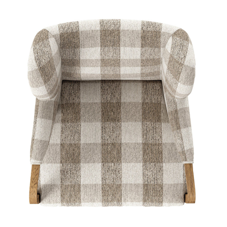 Dresden Pebble Plaid Wingback Chair with Oak Frame