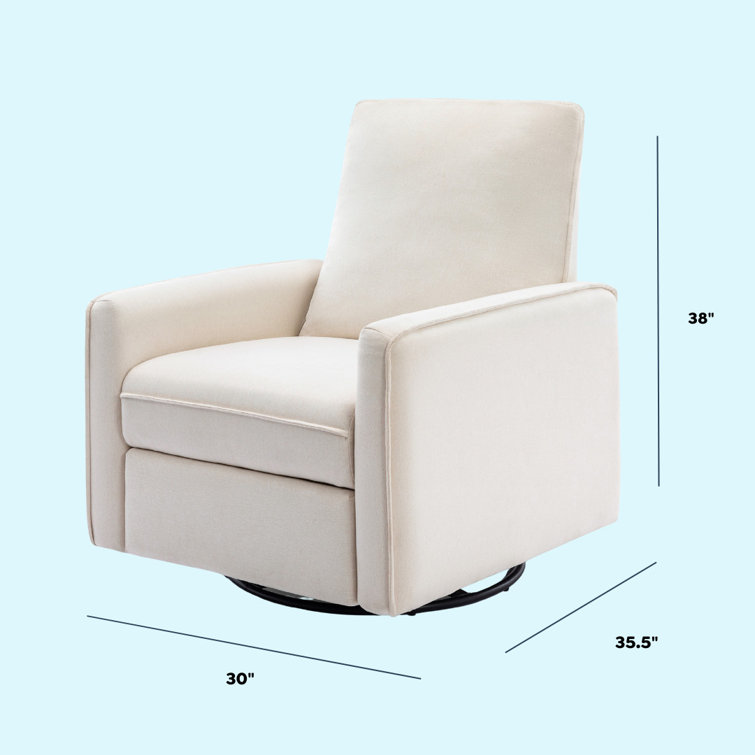 Cream Eco-Weave Swivel Recliner with Wood Base