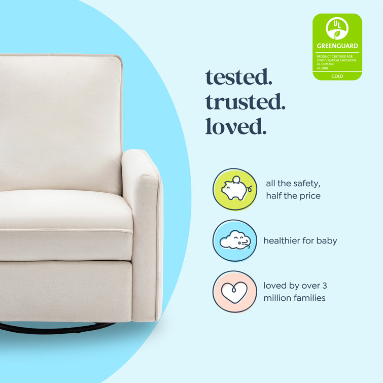 Cream Eco-Weave Swivel Recliner with Wood Base