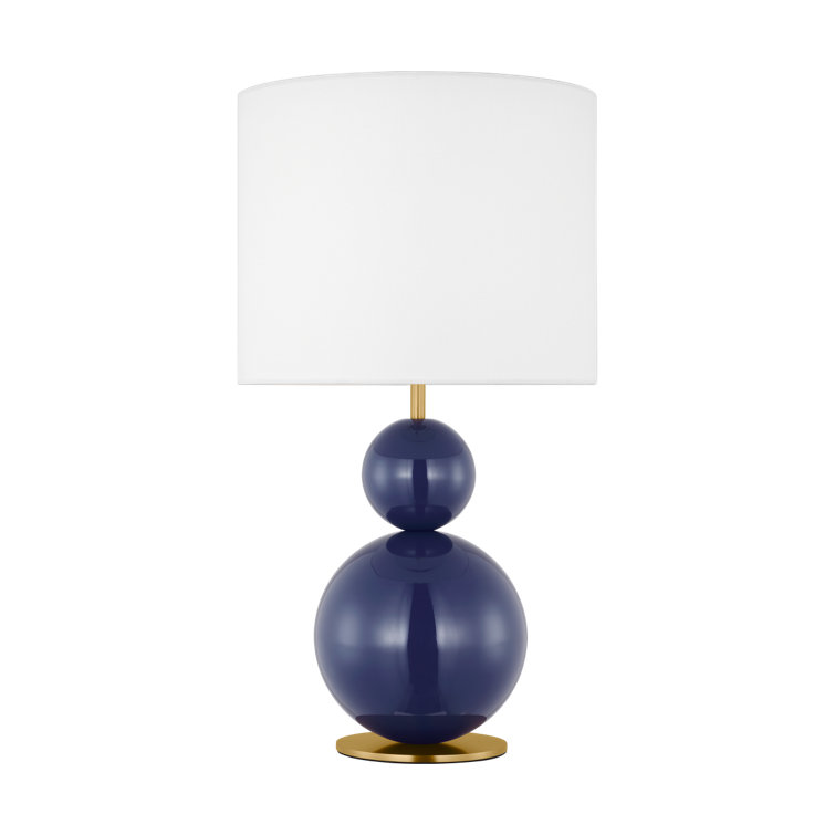 Navy Steel Table Lamp with White Linen Shade