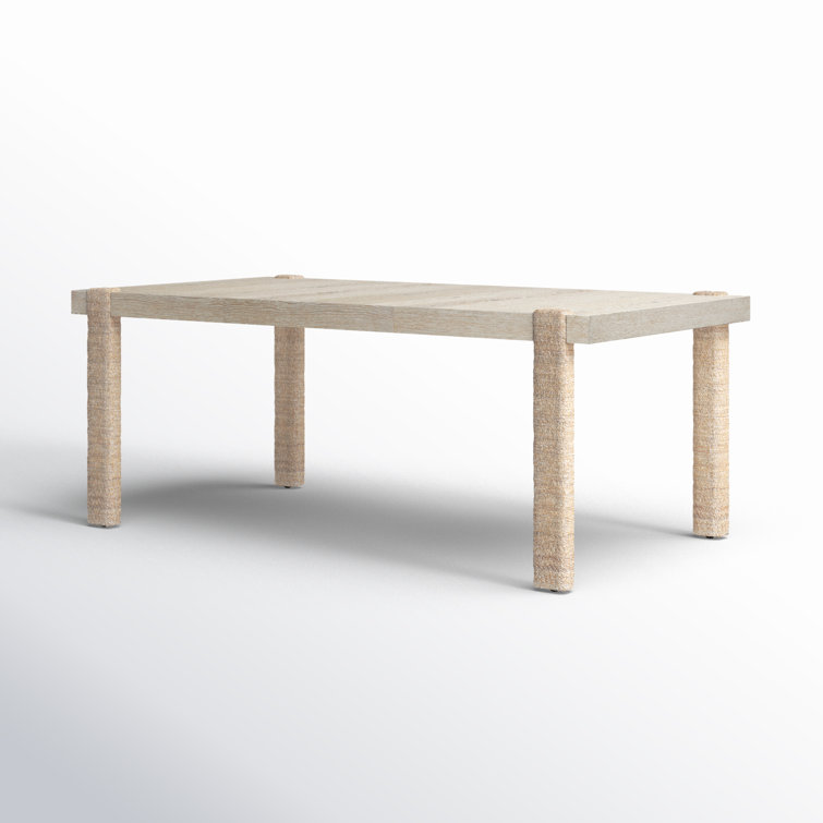 Beige Oak Veneer Extendable Rectangular Dining Table