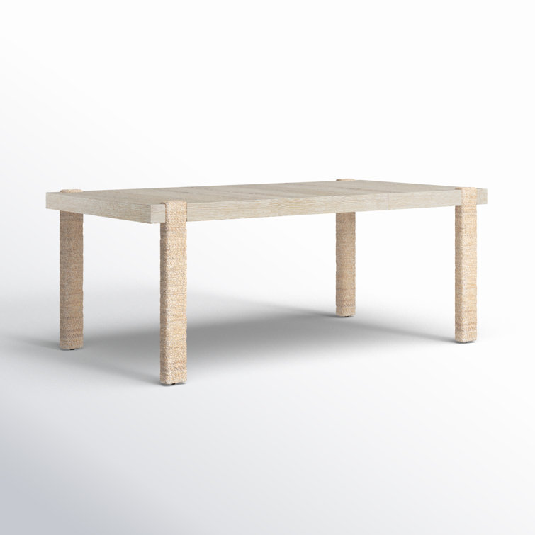 Beige Oak Veneer Extendable Rectangular Dining Table