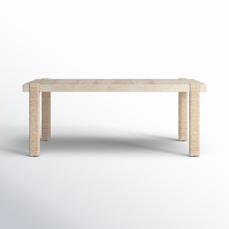 Beige Oak Veneer Extendable Rectangular Dining Table