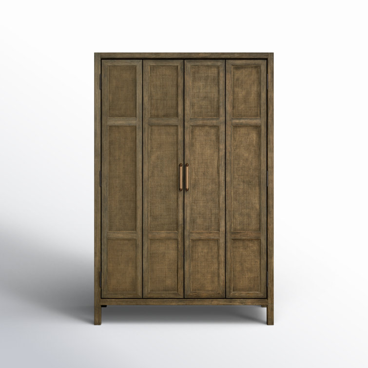 Driftwood Coastal Chic 50'' Brown Rattan Bar Cabinet