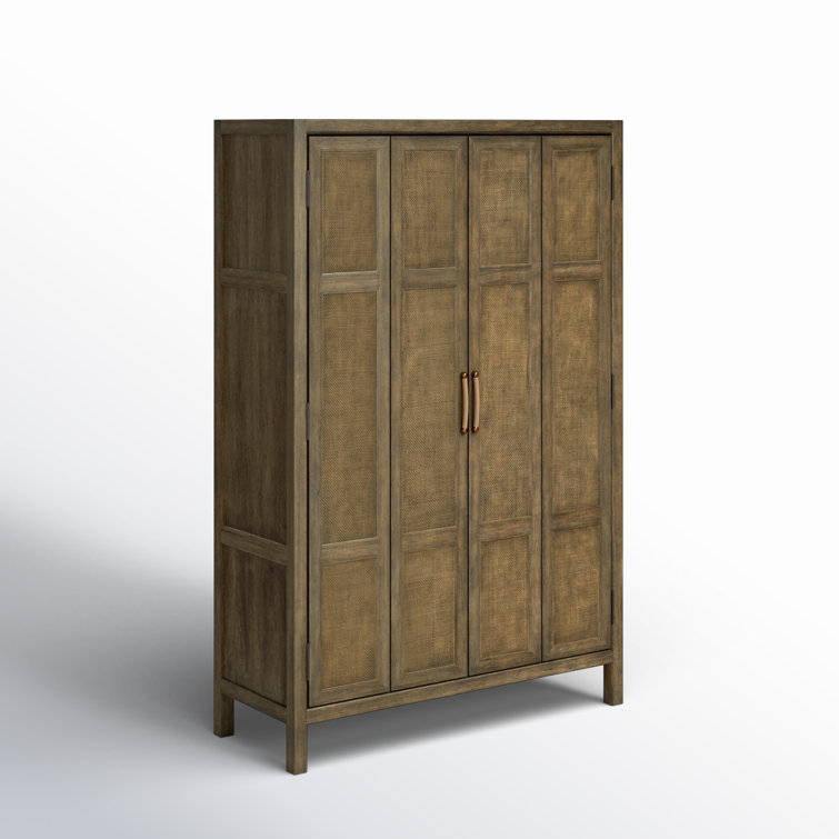 Driftwood Coastal Chic 50'' Brown Rattan Bar Cabinet