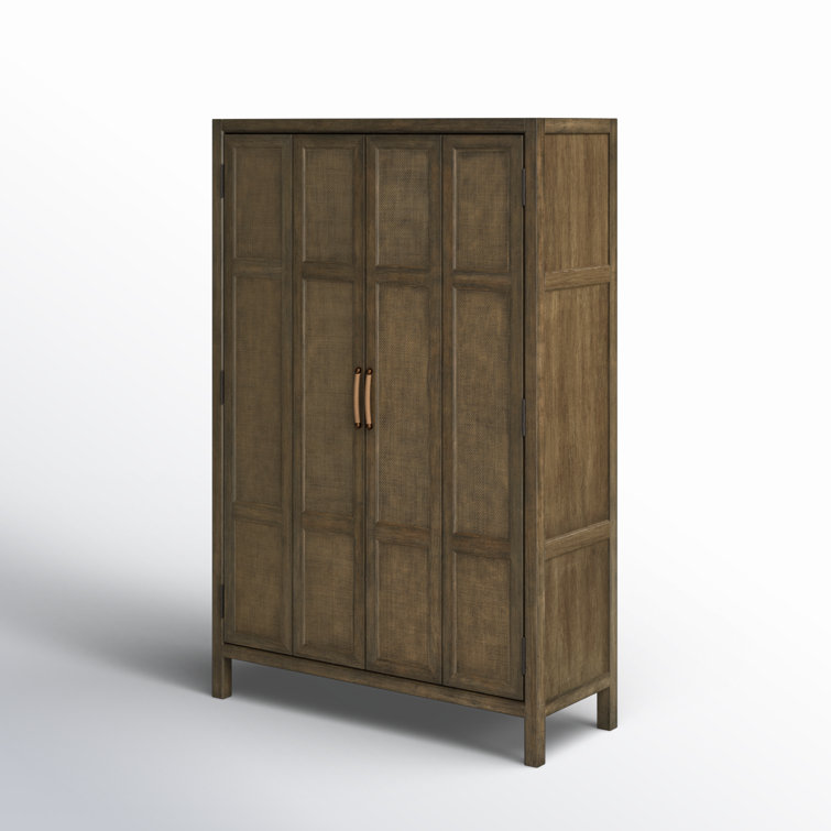 Driftwood Coastal Chic 50'' Brown Rattan Bar Cabinet