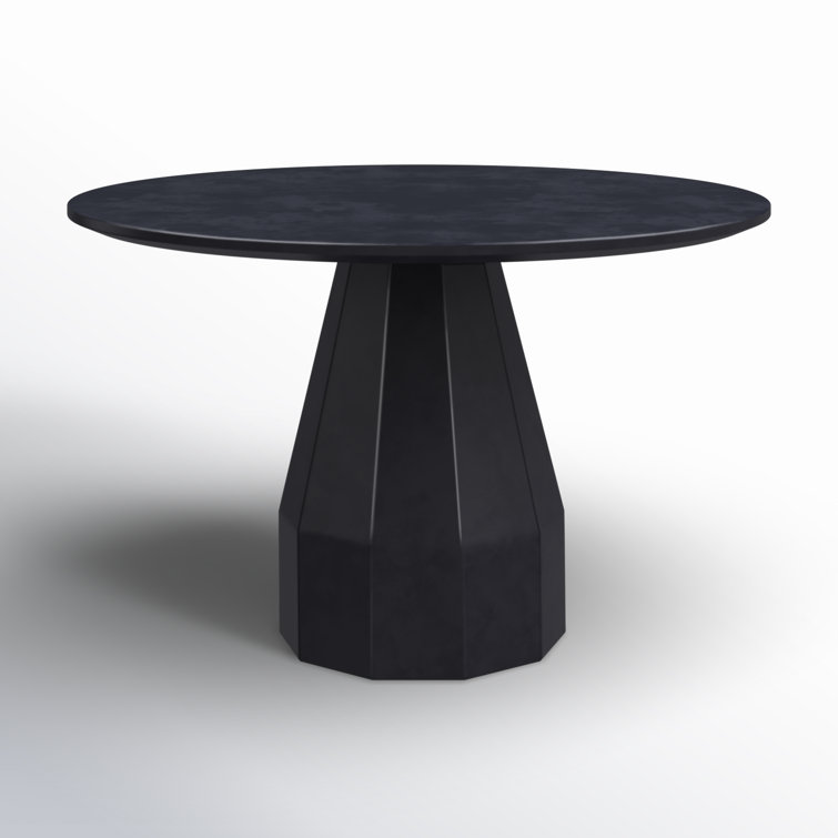 Aldora Black Concrete Round Outdoor Dining Table (47")