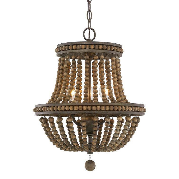 Tobacco Bronze Beaded 3-Light Empire Chandelier