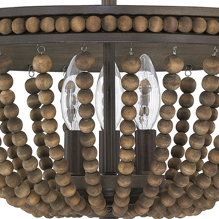 Tobacco Bronze Beaded 3-Light Empire Chandelier