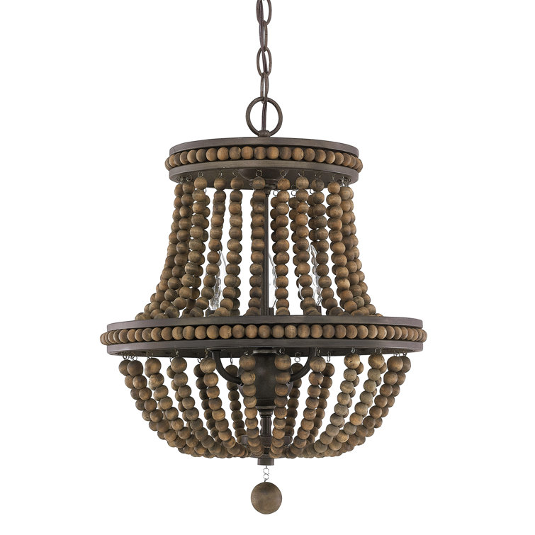 Tobacco Bronze Beaded 3-Light Empire Chandelier