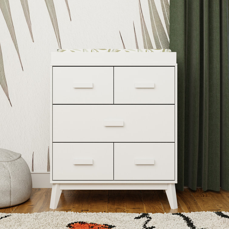 Mid-Century Modern Scoot 3-Drawer Dresser with Removable Changing Tray