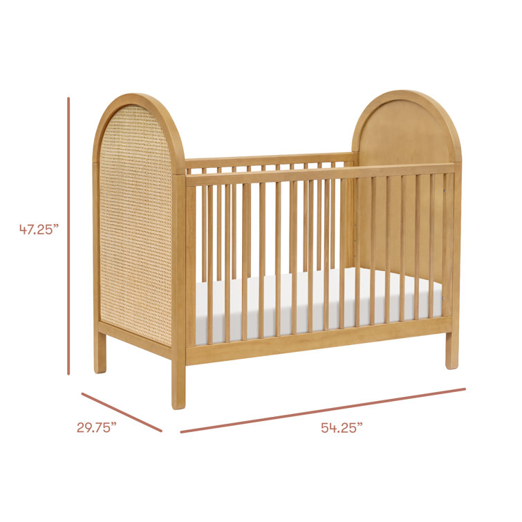Light Wood Pine Boho-Chic Convertible Toddler Crib