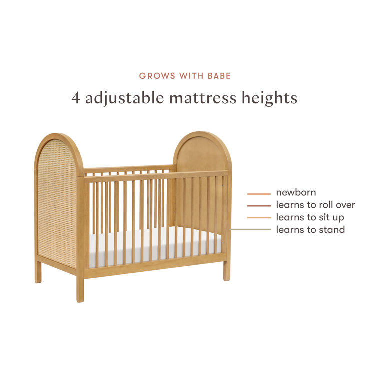 Light Wood Pine Boho-Chic Convertible Toddler Crib