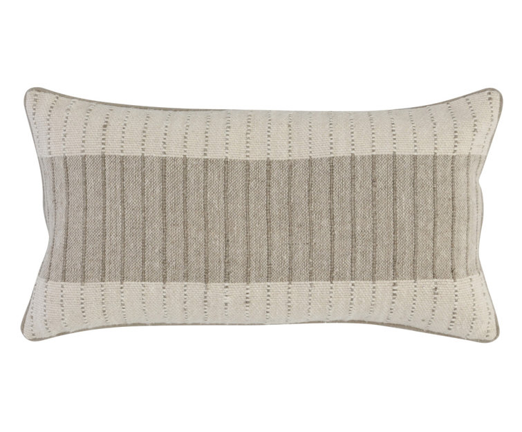Kamia Beige Linen Lumbar Throw Pillow