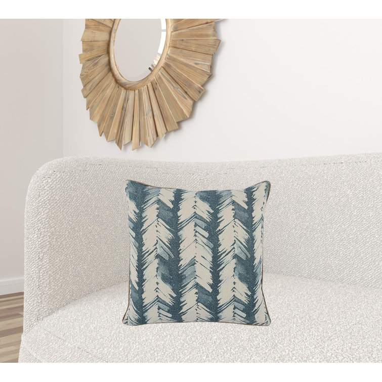 Eloa Blue and White Geometric 20" Square Throw Pillow