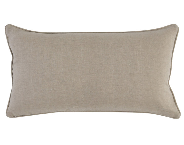 Kamia Beige Linen Lumbar Throw Pillow