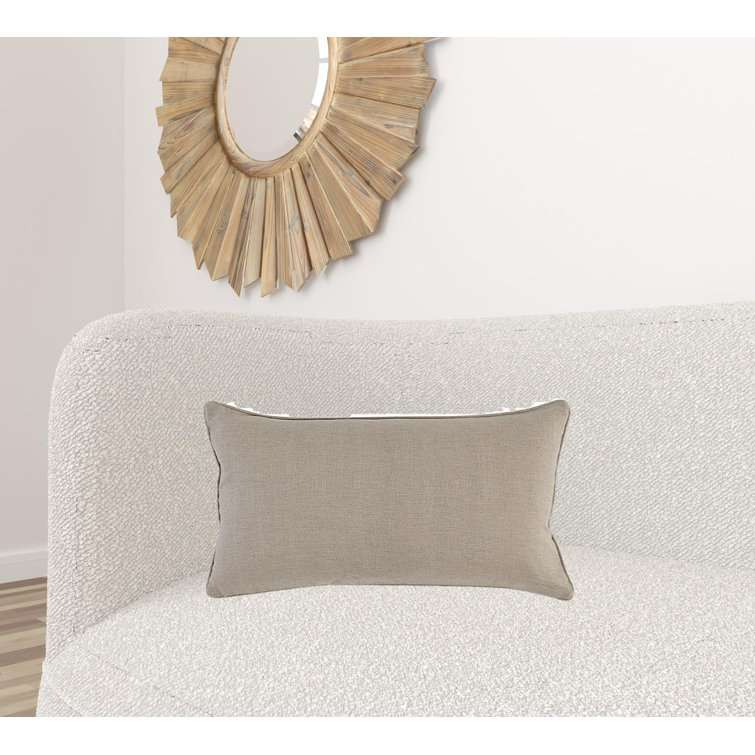 Kamia Beige Linen Lumbar Throw Pillow