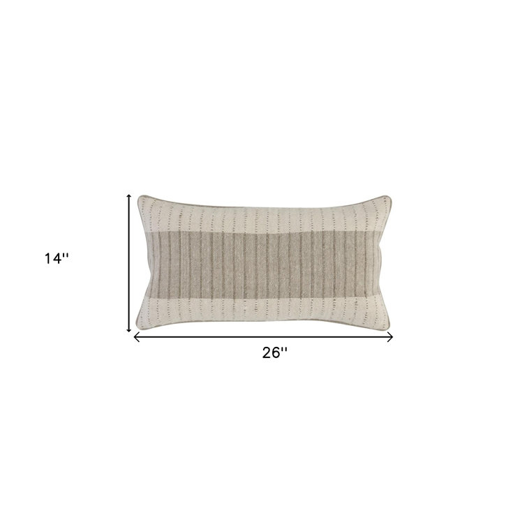 Kamia Beige Linen Lumbar Throw Pillow