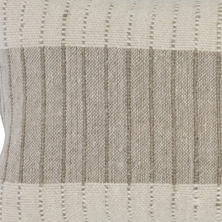 Kamia Beige Linen Lumbar Throw Pillow
